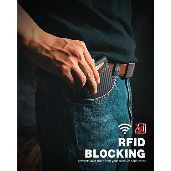 Slim RFID Bifold Wallet – 12 Card Slots, Money Clip & ID Window for Men ✨ - Picture 4 of 4